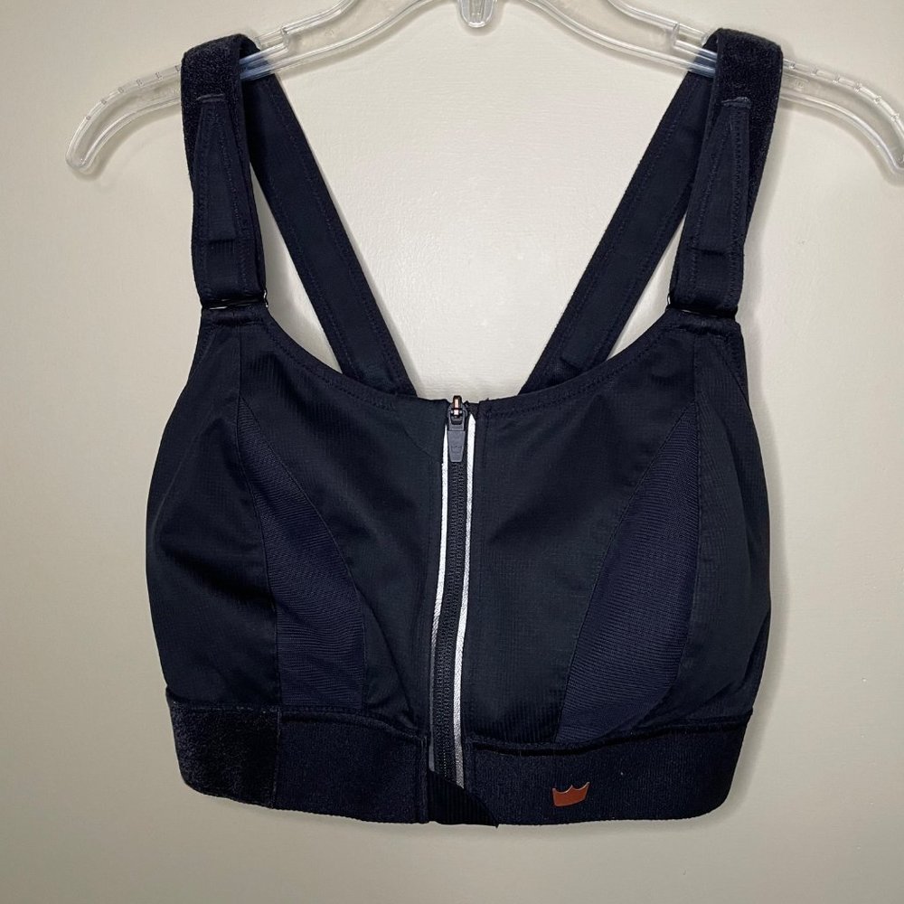 Shefit Size 2Luxe Adjustable Black Strappy Zip Front Sports Bra